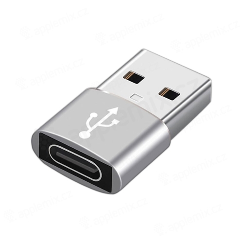 Redukce / adaptér USB-C samice / USB-A samec - oválná - stříbrná