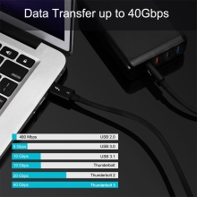 Kabel USB-C pro Apple zařízení s podporou Thunderbolt - 40 Gbps - 100W PD - 5K - 70cm - černý