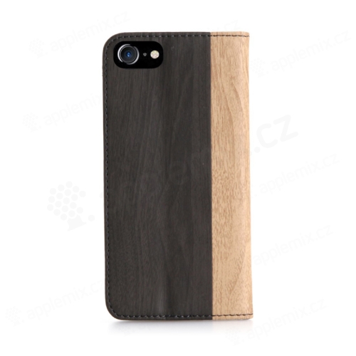 Pouzdro pro Apple iPhone 7 / 8 / SE (2020) / SE (2022) - motiv dřeva - umělá kůže - černé