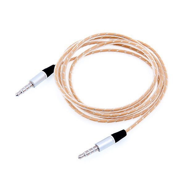 Propojovací audio jack kabel 3,5mm pro Apple iPhone / iPad / iPod a další zařízení - zlato-průhledný - 1m