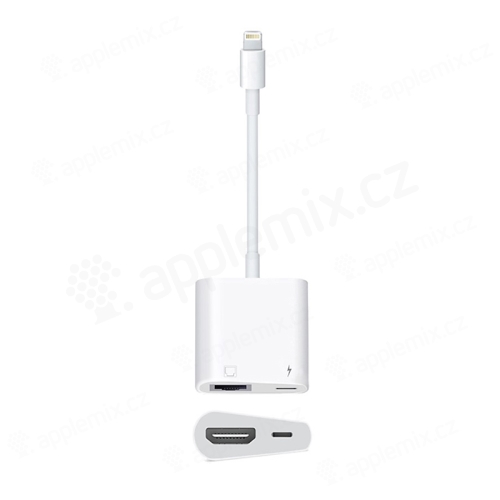 Adaptér Lightning na HDMI + Lightning pre Apple iPhone / iPad - HD dizajn - 10 cm - Biely