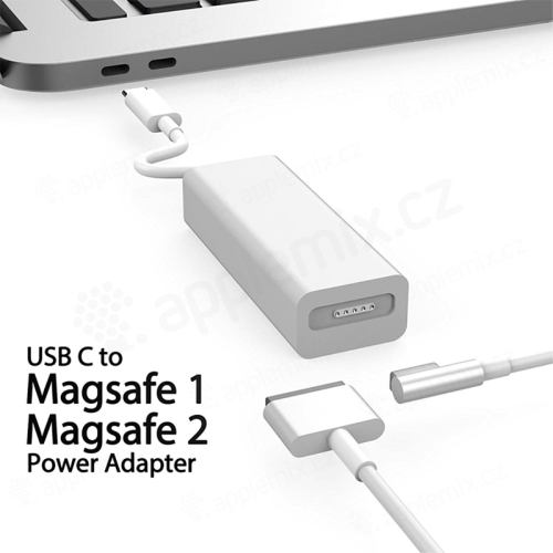 Adaptér USB-C samec na MagSafe 1 / 2 samica / adaptér - 45 / 60W / 85W - biely
