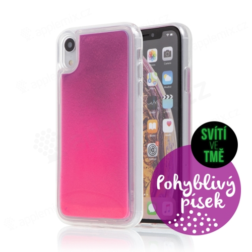 Kryt TACTICAL Glow pro Apple iPhone Xr - pohyblivý svíticí písek - plastový - růžový / fialový